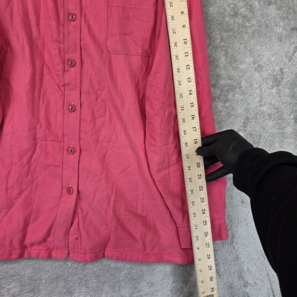 L.L. Bean Jacket Womens XL Pink Cotton Fleece Lined Button Front Shirt Jacket - Picture 7 of 10